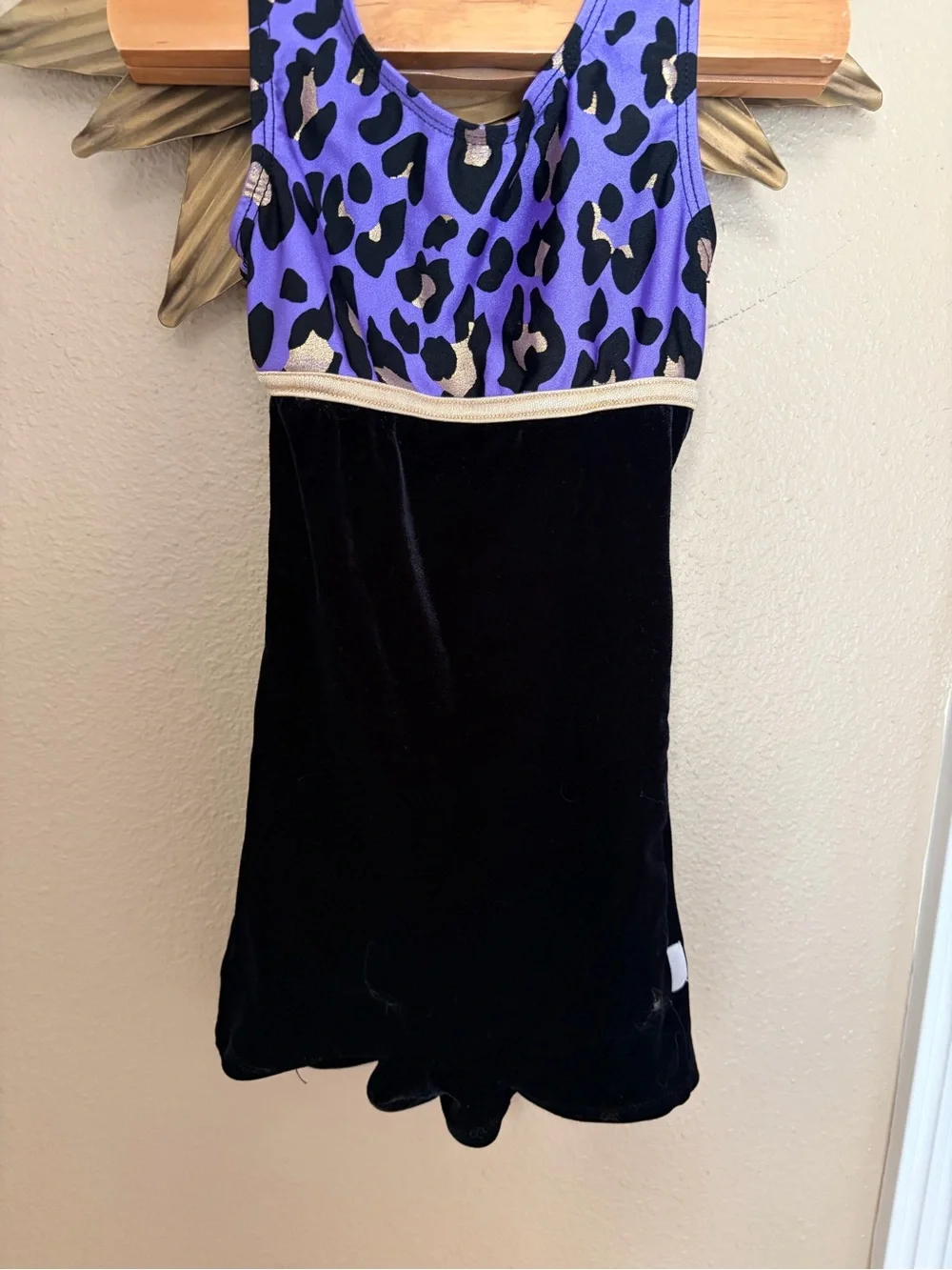 CUTE Vintage Destria Gymnast Outfit for a Little Girl SZ XS Velvet Animal Print